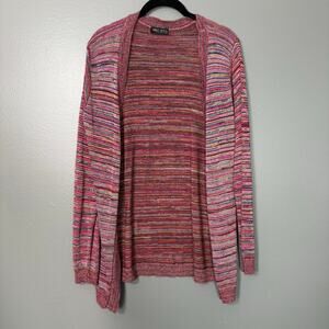 Yarn Art Woman's Pink Marled Open Cardigan - Size Medium/Large - Artsy Sweater